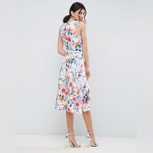 Paper Dolls London Tall Floral Midi Tea-Length Dress US8 EU40 Wedding Guest